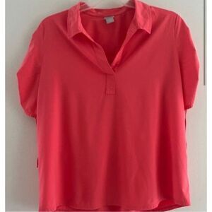 Chico’s polo shirt women Large elbow-length sleeves V neck
